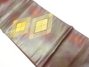 菱模様織り出し　開き名古屋帯（額縁仕立て）